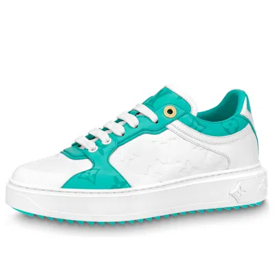 Pre-owned Louis Vuitton (wmns)  Time Out Sneakers 'white And Teal Monogram' In Multi