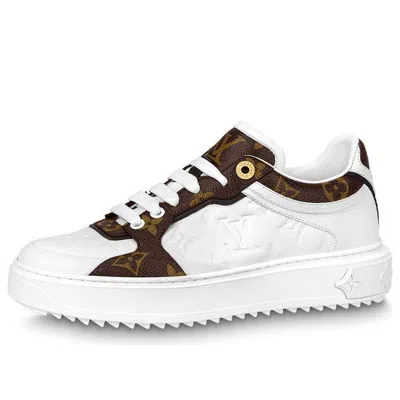 Pre-owned Louis Vuitton (wmns)  Time Out Sneakers 'white Monogram With Brown Monogram' In Multi