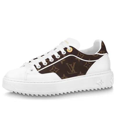 Pre-owned Louis Vuitton (wmns)  Time Out Sneakers 'white With Brown Monogram'