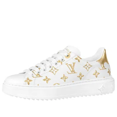 Pre-owned Louis Vuitton (wmns)  Time Out Sneakers 'white With Gold Monogram'