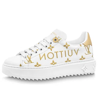 Pre-owned Louis Vuitton (wmns)  Time Out Trainers 'white With Gold Monogram'