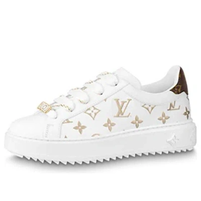 Pre-owned Louis Vuitton (wmns)  Time Out Sneakers 'white With Gold Monogram'