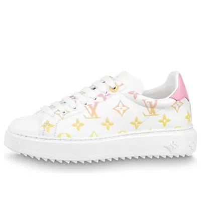 Pre-owned Louis Vuitton (wmns)  Time Out Sneakers 'white With Orange Ombre Monogram' In Multi