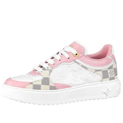 Pre-owned Louis Vuitton (wmns)  Time Out Sneakers 'white With Plaid And Logo Monogram'