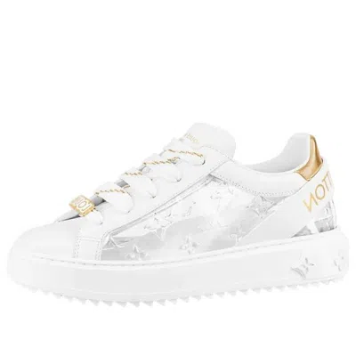Pre-owned Louis Vuitton (wmns)  Time Out Trainers 'white With Silver Monogram'