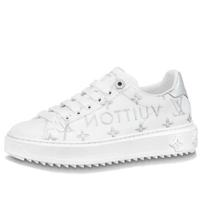 Pre-owned Louis Vuitton (wmns)  Time Out Sneakers 'white With Silver Monogram And Logo' In Multi