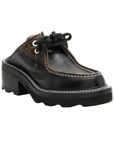 Pre-owned Louis Vuitton Women's Coated Canvas, Leather, Nylon Beaubourg Open Back Derby  Platform Loafers (aut