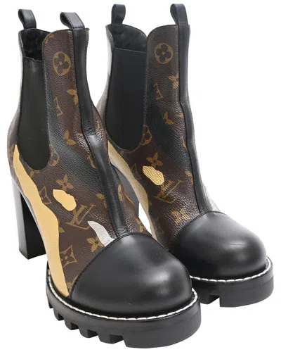 Pre-owned Louis Vuitton Women's Coated/waterproof Canvas Lv X Lol Star Trail Bootie (authentic Pre-loved)
