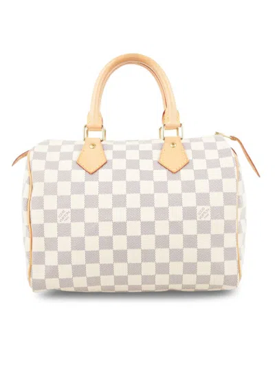 Pre-owned Louis Vuitton Women's Damier Azur Double Top Handle Bag In White
