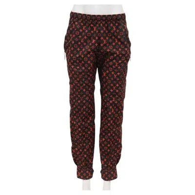 Pre-owned Louis Vuitton Women Jogging Track 40 Black Red Monogram Technical Cotton Joggers