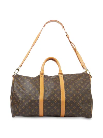 Pre-owned Louis Vuitton Women's Keepall Bandouliere 50 Monogram Duffel Bag In Brown