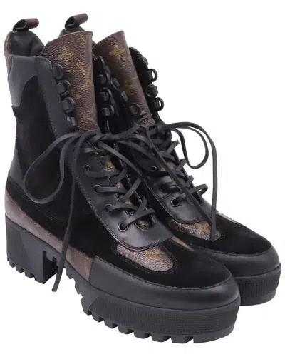 Pre-owned Louis Vuitton Women's Leather Laureate Platform Desert Boot (authentic Pre-  Loved)