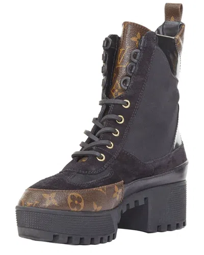 Pre-owned Louis Vuitton Women's Leather Laureate Platform Monogram Combat Boot  (authentic Pre-loved)