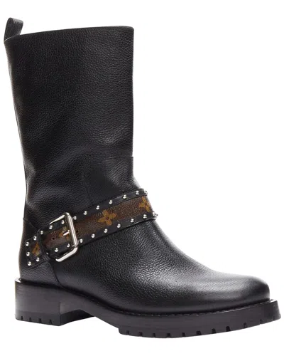 Pre-owned Louis Vuitton Women's Leather Lev Monogram Top Strap Pull On Motorcycle Boot  (authentic Pre-loved)
