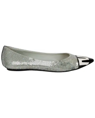 Pre-owned Louis Vuitton Women's Leather Sequin Pointed Toe Flat - '10s (authentic Pre-loved) In Gray