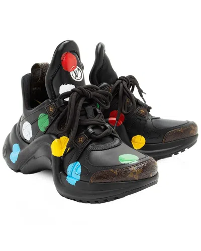 Pre-owned Louis Vuitton Women's Leather X Yk Monogram Canvas Dots Archlight Sneaker (authentic Pre-loved)