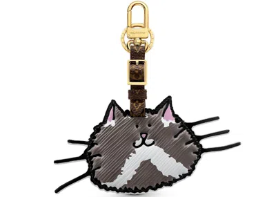 Pre-owned Louis Vuitton Women's  Bag Charm And Key Holder Catogram In Dark Grey
