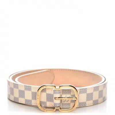 Pre-owned Louis Vuitton Women's  Belt Damier Azur Mini In White/blue