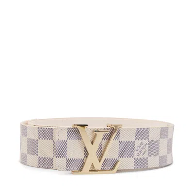 Pre-owned Louis Vuitton Women's  Belt Initiales Damier Azur In Blue/white