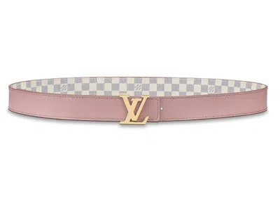 Pre-owned Louis Vuitton Women's  Belt Lv Initiales Reversible Damier Azur 30mm In Pink