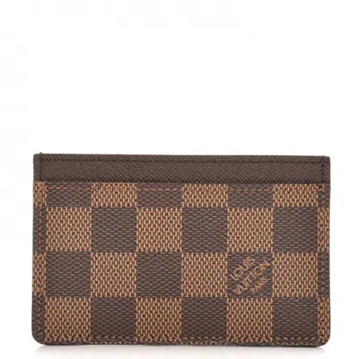 Pre-owned Louis Vuitton Women's  Card Holder Damier Ebene In Brown