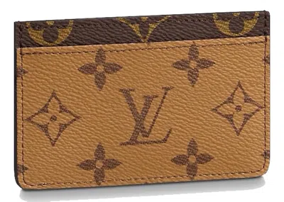 Pre-owned Louis Vuitton Women's  Card Holder Reverse Monogram Canvas In Brown