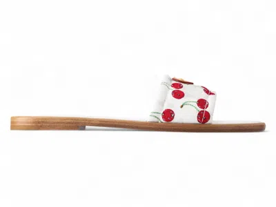 Pre-owned Louis Vuitton Women's  Cherry Lily Flat Mule X Takashi Murakami White Sneakers