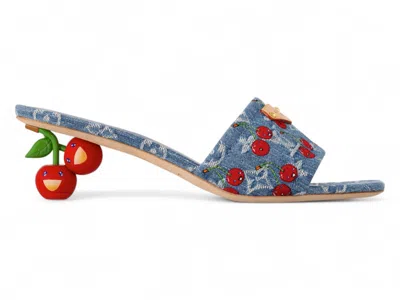 Pre-owned Louis Vuitton Women's  Cherry Lily Mule X Takashi Murakami Denim Sneakers