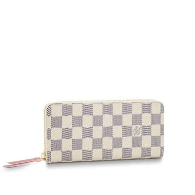 Pre-owned Louis Vuitton Women's  Clemence Wallet Damier Azur In White