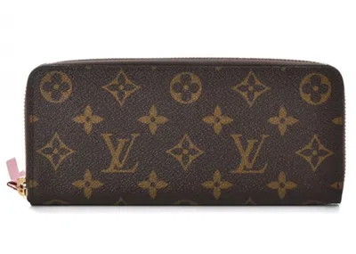 Pre-owned Louis Vuitton Women's  Clemence Wallet Monogram Fuchsia In Brown Monogram