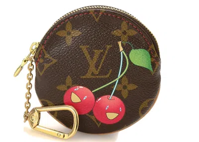 Pre-owned Louis Vuitton Women's  Coin Purse Round Monogram Cherry In Red