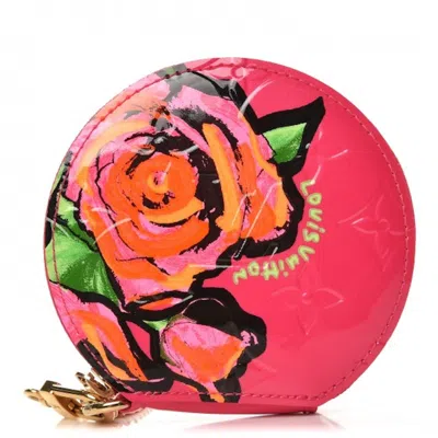 Pre-owned Louis Vuitton Women's  Coin Purse Stephen Sprouse Monogram Vernis In Rose Pop