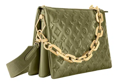 Pre-owned Louis Vuitton Women's  Coussin Handbag Mm Monogram Embossed In Khaki In Brown