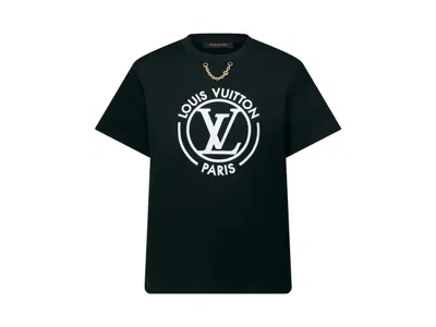 Pre-owned Louis Vuitton Women's  Flocked Lv T-shirt In Black/white In Multi