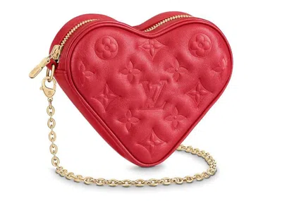 Pre-owned Louis Vuitton Women's  Heart On Chain Monogram Lambskin In Red