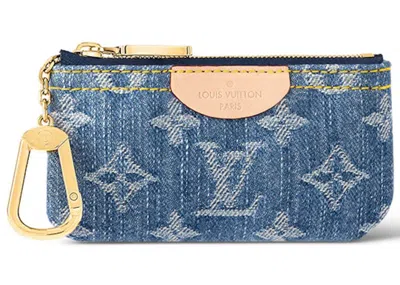 Pre-owned Louis Vuitton Women's  Key Pouch In Monogram Denim Blue