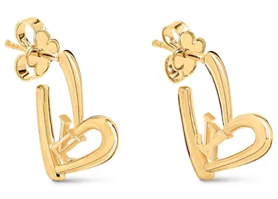 Pre-owned Louis Vuitton Women's  Limited Edition Heart Earrings Pm In Gold