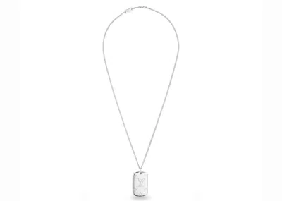 Pre-owned Louis Vuitton Women's  Locket Necklace Engraved Monogram In Palladium