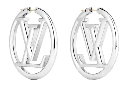 Pre-owned Louis Vuitton Women's  Louise Hoop Earrings In Silver