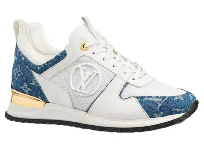 Pre-owned Louis Vuitton Women's  Louisvuitton Run Away Sneaker Monogram Denim Sneakers In White/blue