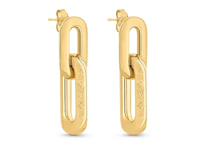 Pre-owned Louis Vuitton Women's  Lv Edge Double Earrings In Gold
