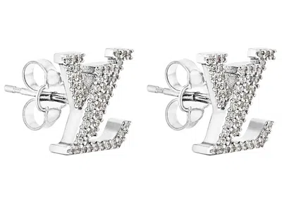 Pre-owned Louis Vuitton Women's  Lv Iconic Earrings In Silver/rhinestone