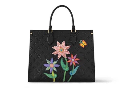 Pre-owned Louis Vuitton Women's  Lv X Yk Onthego Mm In Black Flower Marquetry