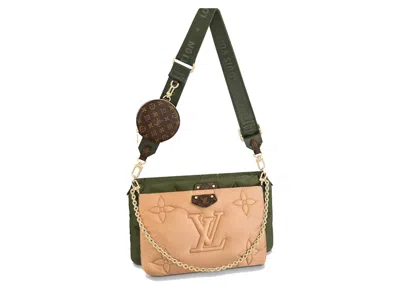 Pre-owned Louis Vuitton Women's  Maxi Pochette Accessories In Khaki Green/beige