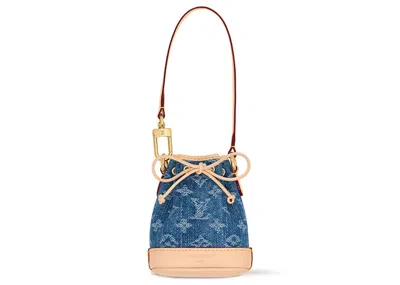 Pre-owned Louis Vuitton Women's  Micro Noe Bag Charm In Monogram Denim Blue