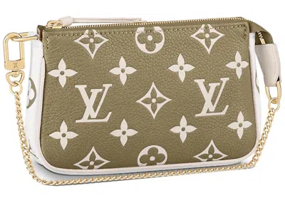Pre-owned Louis Vuitton Women's  Mini Pochette Accessoires In Khaki Green/beige/cream