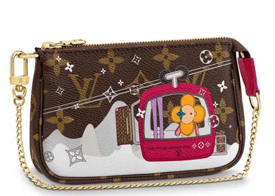 Pre-owned Louis Vuitton Women's  Mini Pochette Accessoires Monogram Vivienne Courchevel In Fuchsia Lining