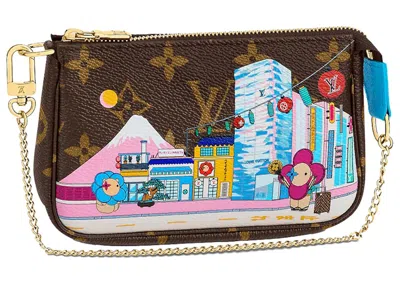 Pre-owned Louis Vuitton Women's  Mini Pochette Accessoires Vivienne Holiday In Monogram Canvas/blue