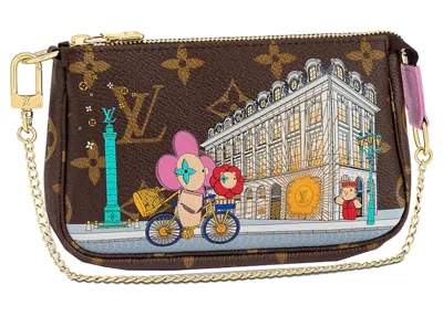 Pre-owned Louis Vuitton Women's  Mini Pochette Accessoires Vivienne Holiday In Monogram Canvas/pink