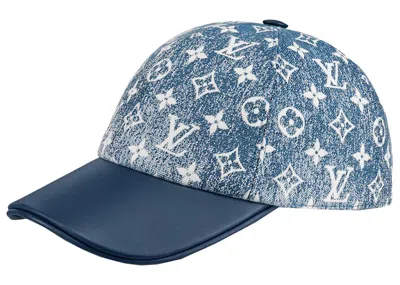 Pre-owned Louis Vuitton Women's  Monogram Jacquard Denim Cap In Blue